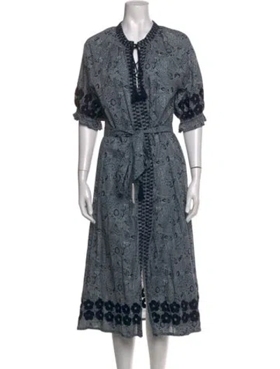 Pre-owned Julia Amory Printed Long Dress In Blue