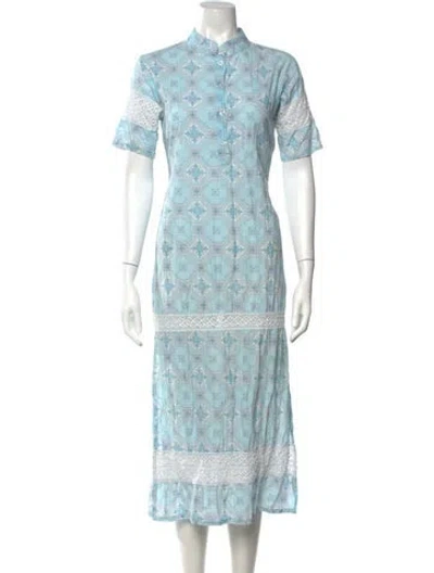 Pre-owned Julia Amory Printed Long Dress In Blue