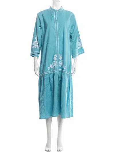 Pre-owned Julia Amory Printed Long Dress In Blue
