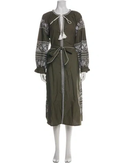Pre-owned Julia Amory Printed Long Dress In Green