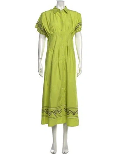 Pre-owned Julia Amory Printed Long Dress In Green