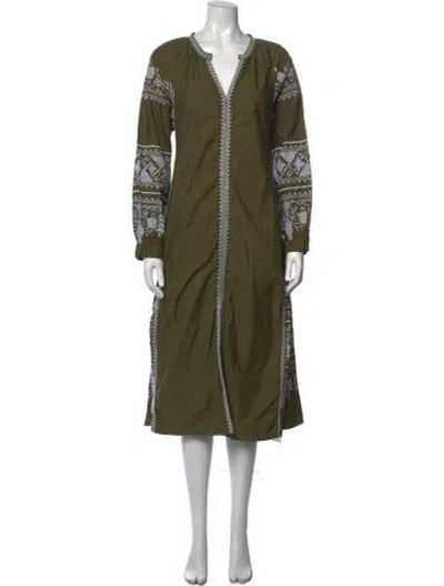Pre-owned Julia Amory Printed Long Dress In Green