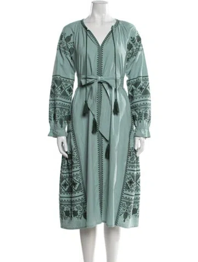 Pre-owned Julia Amory Printed Long Dress In Green