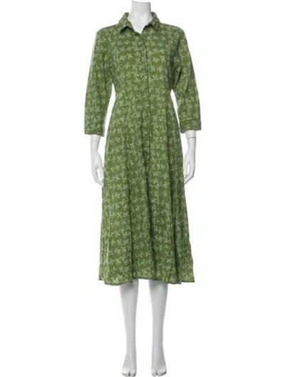 Pre-owned Julia Amory Printed Long Dress In Green