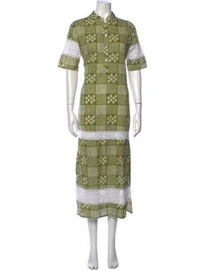 Pre-owned Julia Amory Printed Long Dress In Green