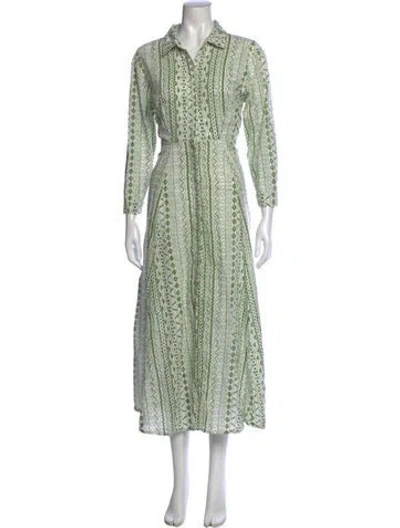 Pre-owned Julia Amory Printed Long Dress In Green