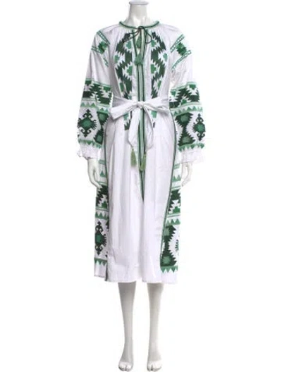 Pre-owned Julia Amory Printed Long Dress In Green