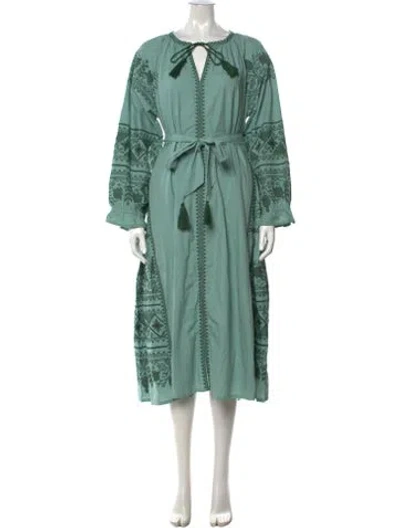 Pre-owned Julia Amory Printed Long Dress In Green