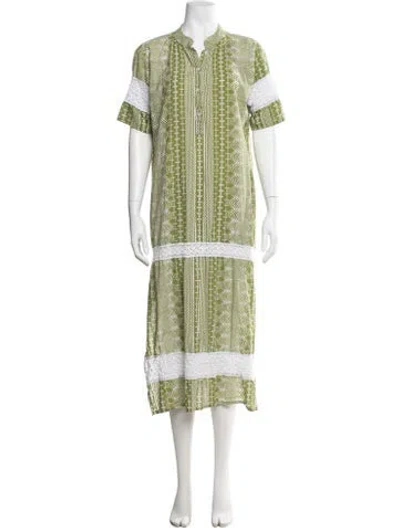 Pre-owned Julia Amory Printed Long Dress In Green