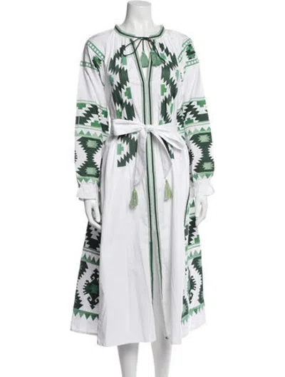 Pre-owned Julia Amory Printed Long Dress In Green