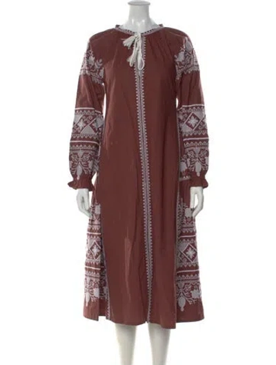 Pre-owned Julia Amory Printed Long Dress In Multi