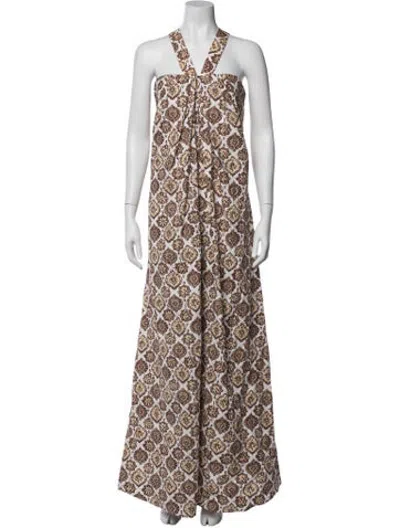 Pre-owned Julia Amory Printed Long Dress In Multicolor