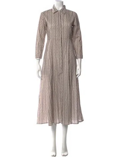 Pre-owned Julia Amory Printed Long Dress In Neutrals