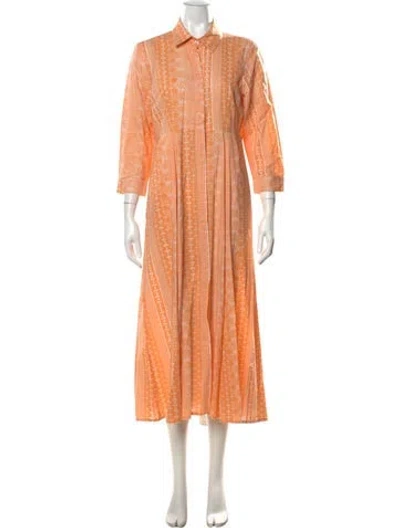 Pre-owned Julia Amory Printed Long Dress In Orange