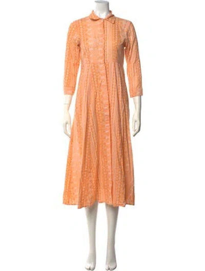 Pre-owned Julia Amory Printed Long Dress In Orange
