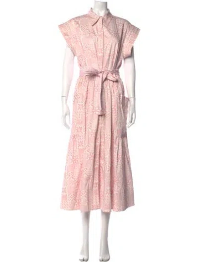 Pre-owned Julia Amory Printed Long Dress In Pink