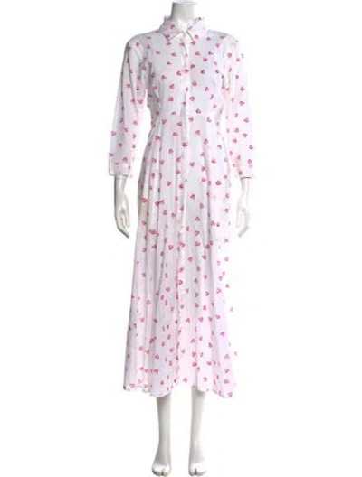 Pre-owned Julia Amory Printed Long Dress In Pink
