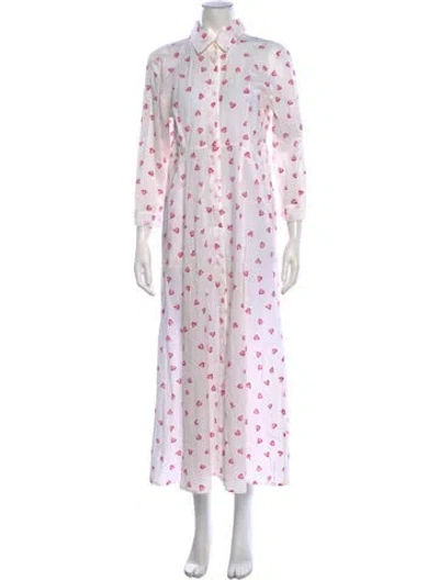 Pre-owned Julia Amory Printed Long Dress In Pink