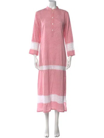 Pre-owned Julia Amory Printed Long Dress In Pink