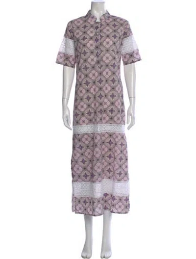 Pre-owned Julia Amory Printed Long Dress In Purple