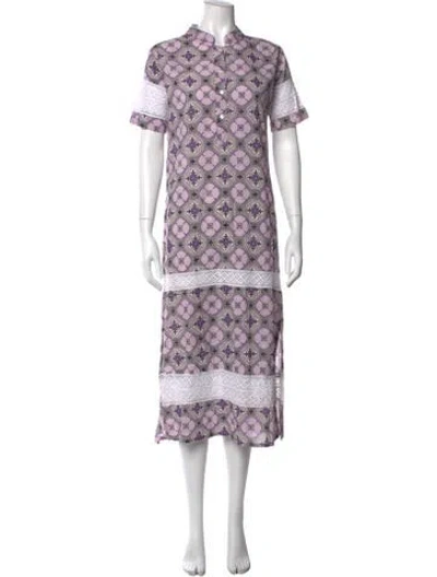 Pre-owned Julia Amory Printed Long Dress In Purple