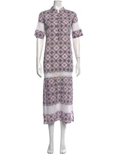 Pre-owned Julia Amory Printed Long Dress In Purple