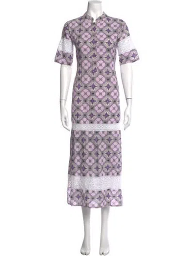 Pre-owned Julia Amory Printed Long Dress In Purple