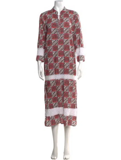 Pre-owned Julia Amory Printed Long Dress In Red