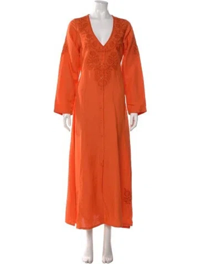 Pre-owned Julia Amory Printed Long Dress W/ Tags In Orange