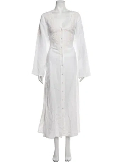 Pre-owned Julia Amory Printed Long Dress W/ Tags In White