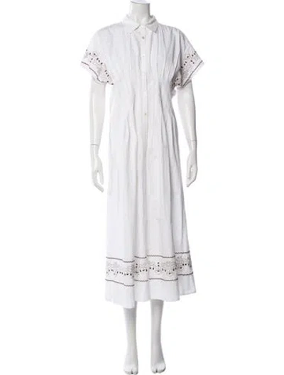 Pre-owned Julia Amory Printed Long Dress In White