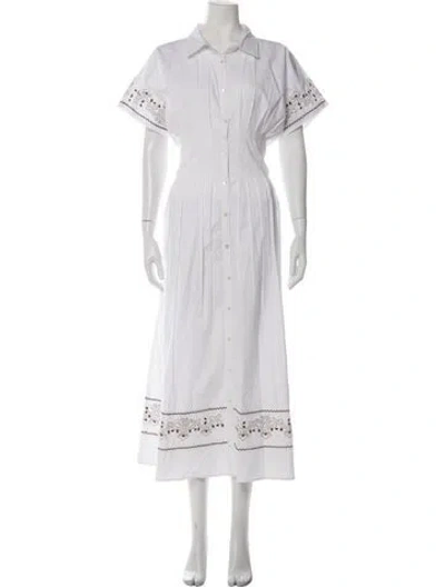 Pre-owned Julia Amory Printed Long Dress In White