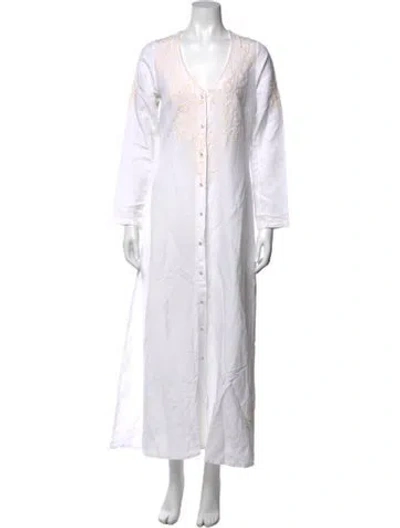 Pre-owned Julia Amory Printed Long Dress In White