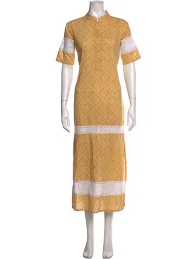 Pre-owned Julia Amory Printed Long Dress In Yellow