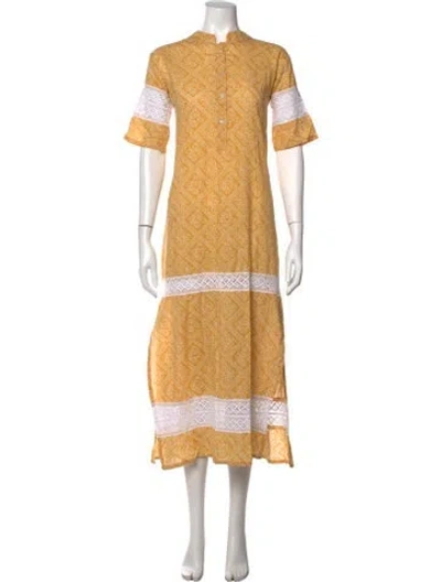 Pre-owned Julia Amory Printed Long Dress In Yellow