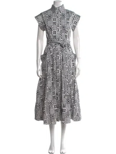 Pre-owned Julia Amory Printed Midi Length Dress In Black