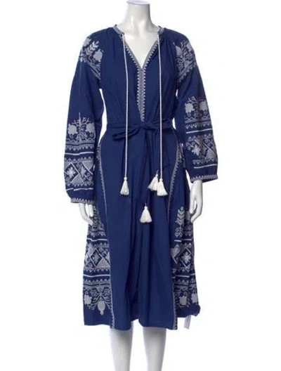 Pre-owned Julia Amory Printed Midi Length Dress In Blue