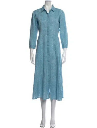 Pre-owned Julia Amory Printed Midi Length Dress In Blue