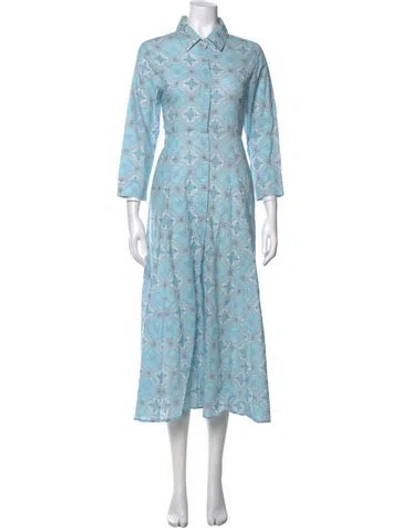 Pre-owned Julia Amory Printed Midi Length Dress In Blue