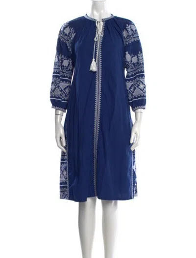 Pre-owned Julia Amory Printed Midi Length Dress In Blue