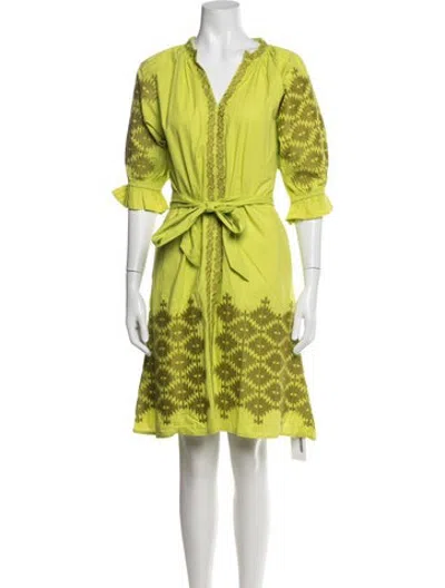 Pre-owned Julia Amory Printed Midi Length Dress In Green