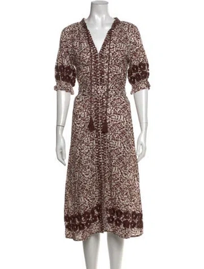 Pre-owned Julia Amory Printed Midi Length Dress In Multicolor