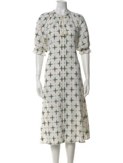Pre-owned Julia Amory Printed Midi Length Dress In Neutral