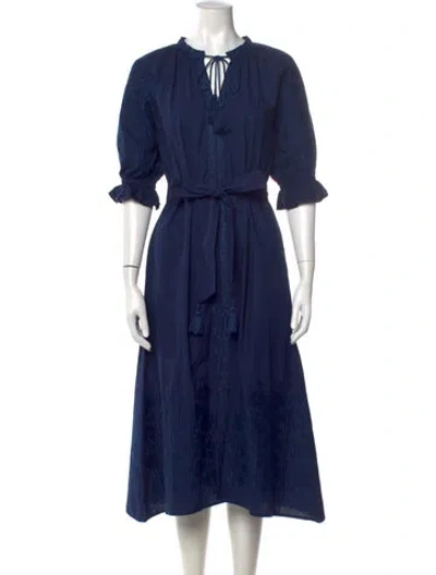 Pre-owned Julia Amory Printed Midi Length Dress W/ Tags In Blue
