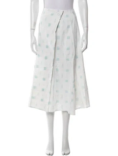 Pre-owned Julia Amory Printed Midi Length Skirt In White