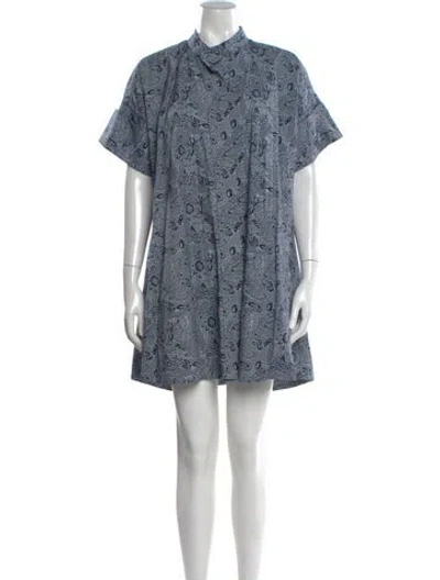 Pre-owned Julia Amory Printed Mini Dress In Blue
