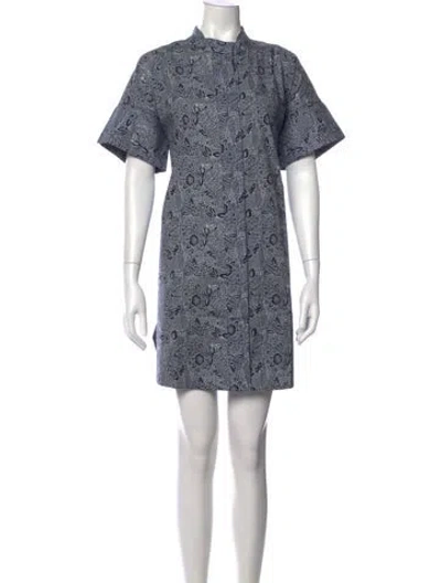 Pre-owned Julia Amory Printed Mini Dress In Blue