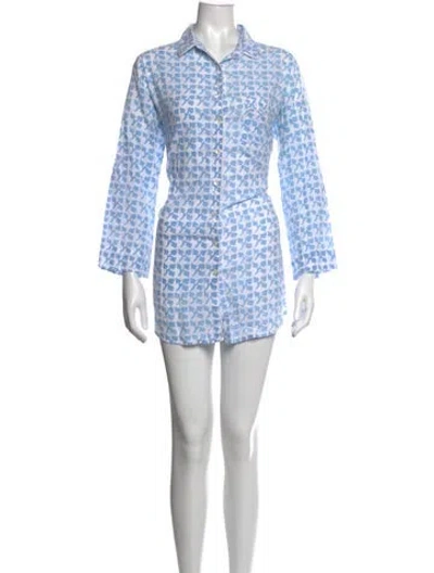 Pre-owned Julia Amory Printed Mini Dress In Blue