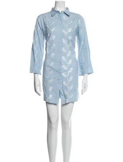 Pre-owned Julia Amory Printed Mini Dress In Blue