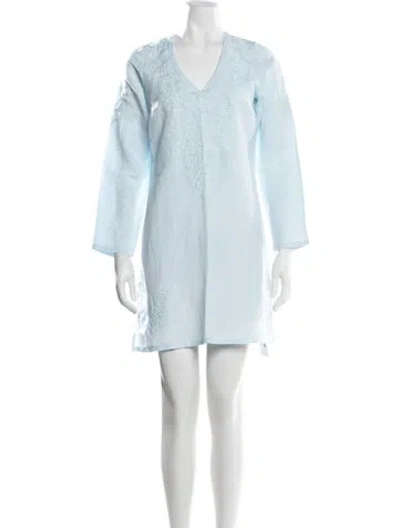 Pre-owned Julia Amory Printed Mini Dress In Blue